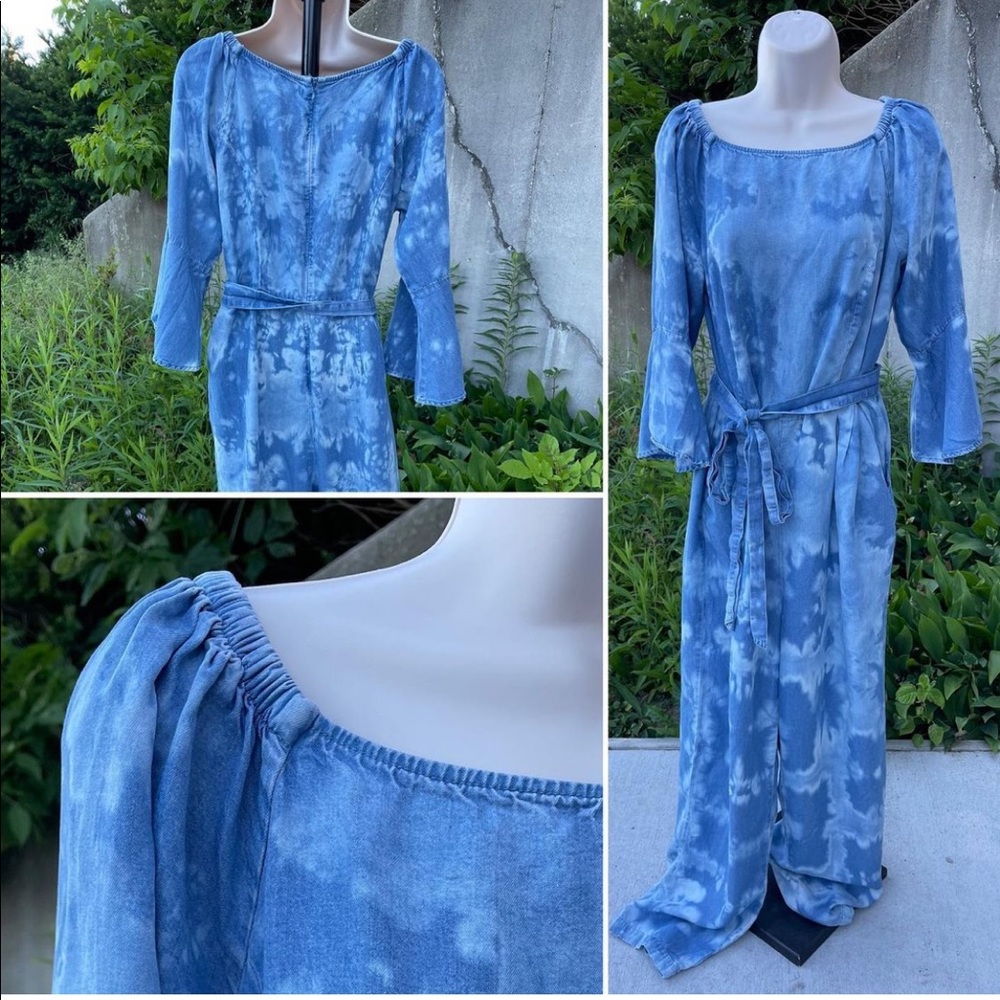 Jessica London Bleach-Dyed Denim Romper sz M/L